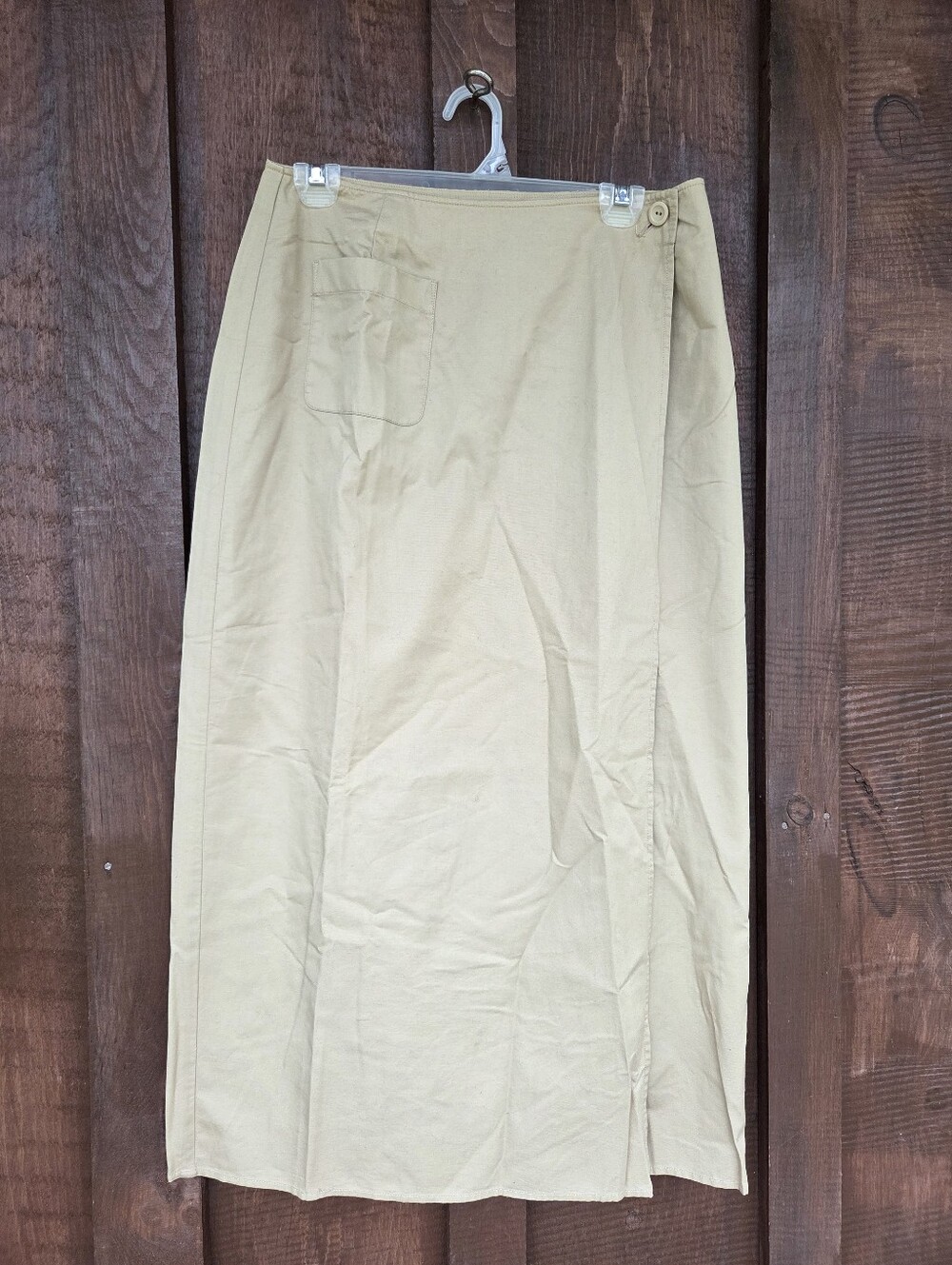 Lizsport 100% Linen Khaki Maxi Wrap Skirt w30 L35